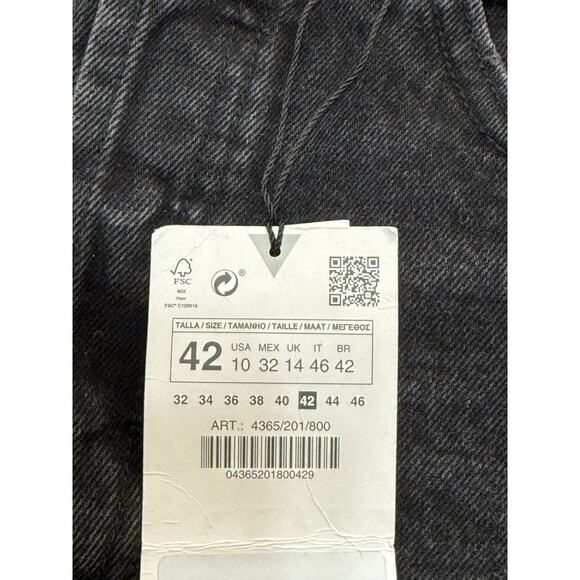 NWT Zara Women's Black High Waisted Frayed Hem Cut Off Denim Shorts Size 10 - Picture 12 of 13